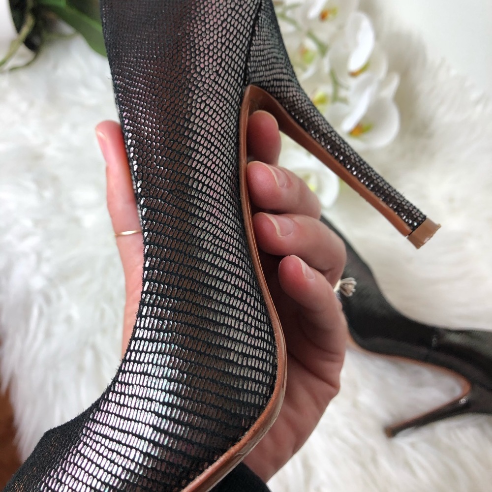 Charles Jourdan Clare Metallic Black Stilettos - Picture 13 of 14